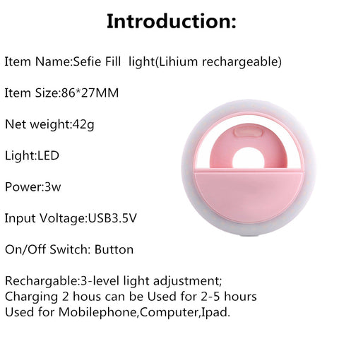 Image of USB Selfie Portable Led Ring Light for iPhone