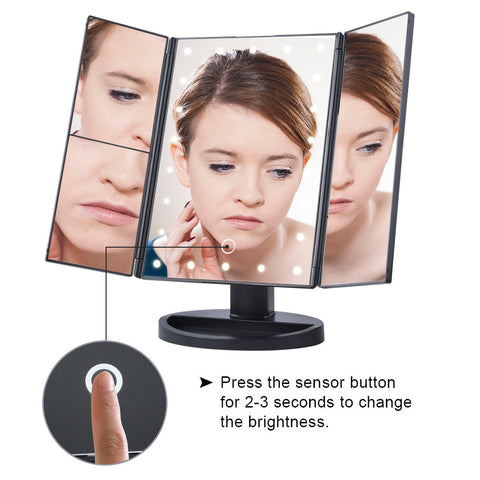Image of Touch Screen Vanity 3 Folding Adjustable Mirror